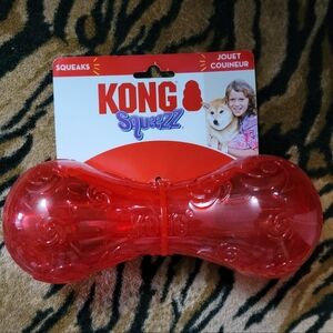 KONG Dog Squeezz Dumbell Toy W Squeak Large Xlarge Assorted Colors Ea.8 x3.5 In.